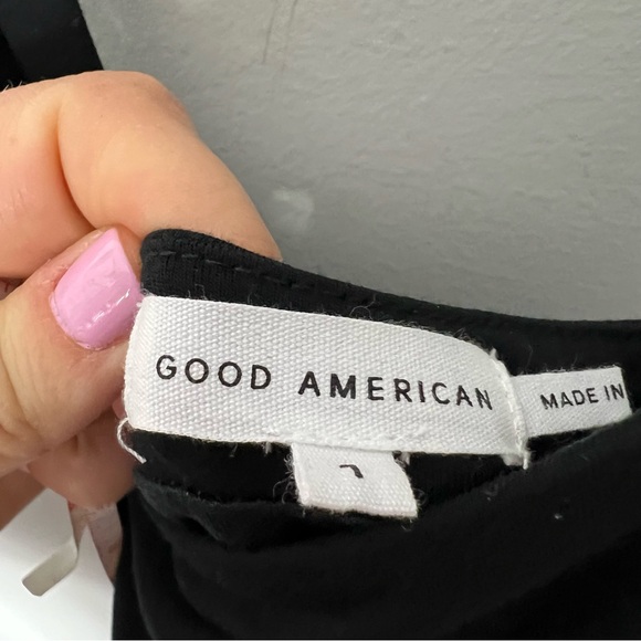 Good American Tank Dress 90s Square Neck Sleeveless Black Classic Stretch 622 - Picture 4 of 9